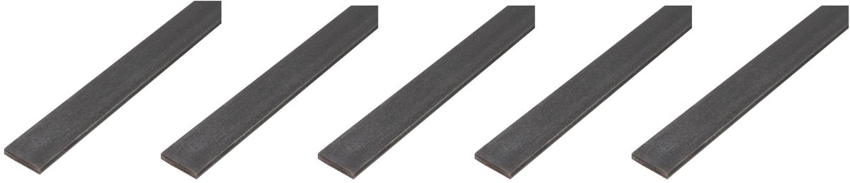 Alberts 5 x platte strip, blank staal, 20 x 4 mm, lengte 1 m