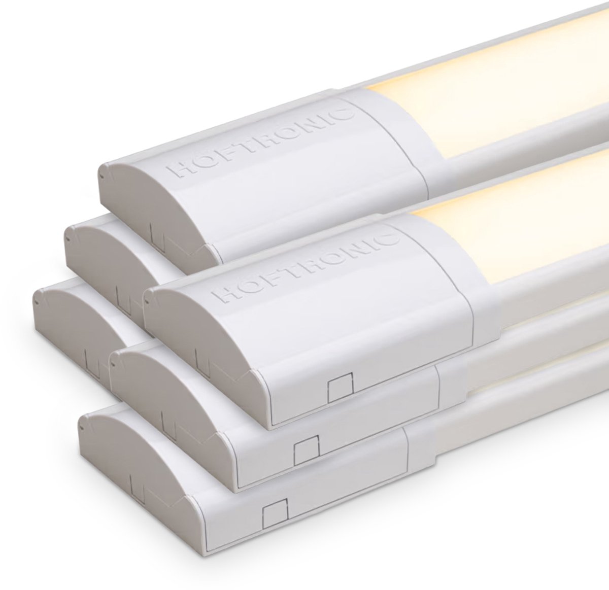 HOFTRONIC Set van 6 LED Batten 60cm – 18W 2520lm – 3000K warm wit – Koppelbaar – Flikkervrij – IP20