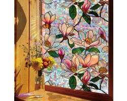 Raamfolie - 43 x 200 cm - Decoratieve folie -zelfklevend -Bloementuin raamstickers - Statisch - Raam privacy film - Inkijk werend - Zonweren