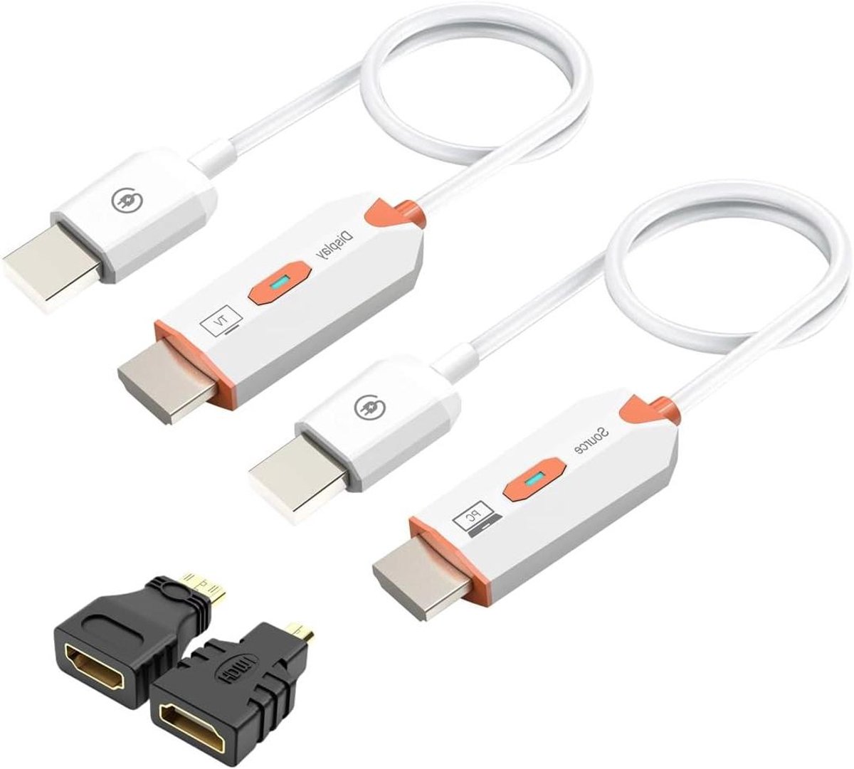 Draadloze HDMI Zenderontvanger - HDMI Extender Draadloos - Video Audio Projectie - Lange Afstand 165FT - 1080p 4K Decode - Wit