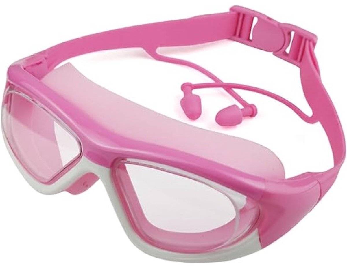 carmdering - Kinder Zwembril - Kinder Zwembril - Anti-Fog Zwembril - HD Anti-Fog Bescherming - UV-Bescherming En Breed Zichtveld - PC Lens En Siliconen Band - Zacht Frame Met Geïntegreerde Oordopjes - Comfortabel Voor Langdurig Gebruik - 1 Stuk