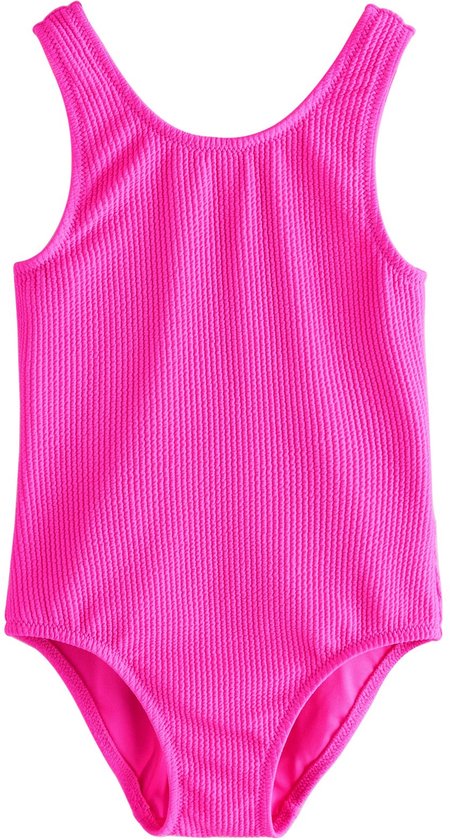 Roze badpak met kreukstof textuur en racerback.