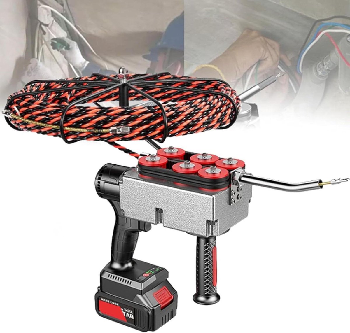 Automatische snijmachine - Kabeltrekker Elektricien - Efficiënt Bedraden - Intelligent Besturingssysteem - 25000 mAh - Zwart