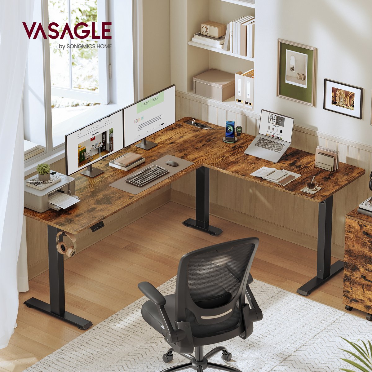 VASAGLE - Elektrisch Zit Sta Bureau thumbnail 3