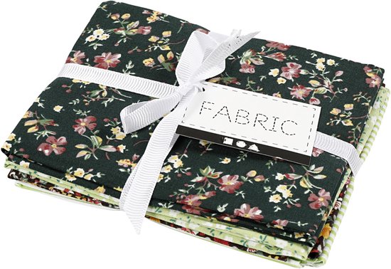 Tissu patchwork, 45x55 cm, 100 g, vert, 4 pièces, 1 pelote