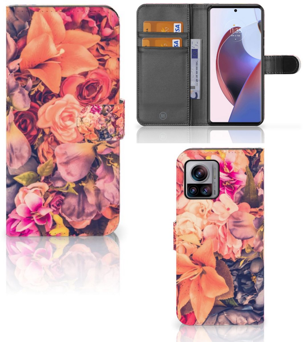 Book Case voor Motorola Edge 30 Ultra Hoesje Bosje Bloemen
