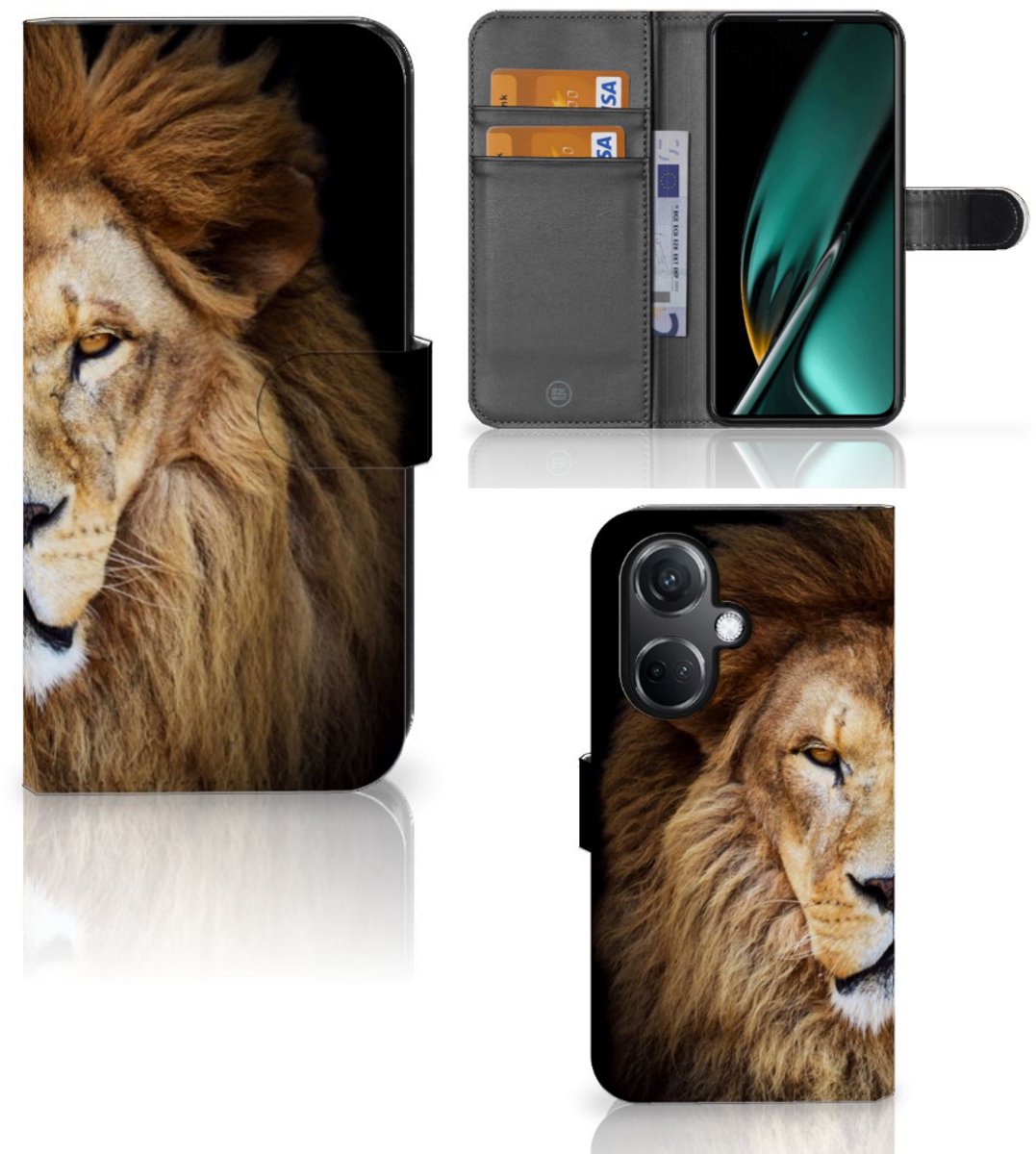 OnePlus Nord CE 3 Telefoonhoesje met Pasjes Leeuw