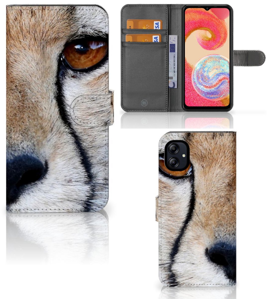 Samsung Galaxy A04e Telefoonhoesje met Pasjes Cheetah