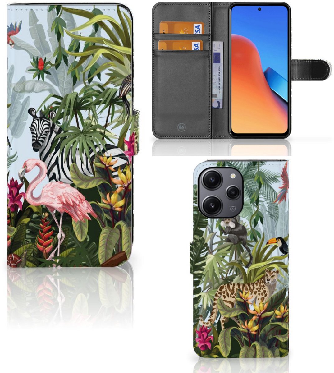 Telefoonhoesje met Pasjes voor Xiaomi Redmi 12 Jungle