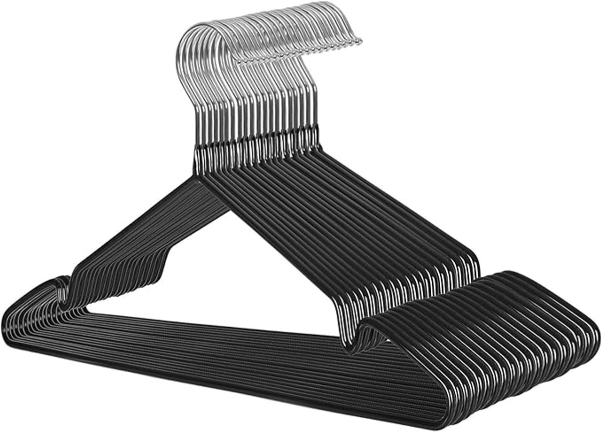 SONGMICS - Kledinghangers - Metalen Kledinghangers - Set van 20 - Antislip en Ruimtebesparend