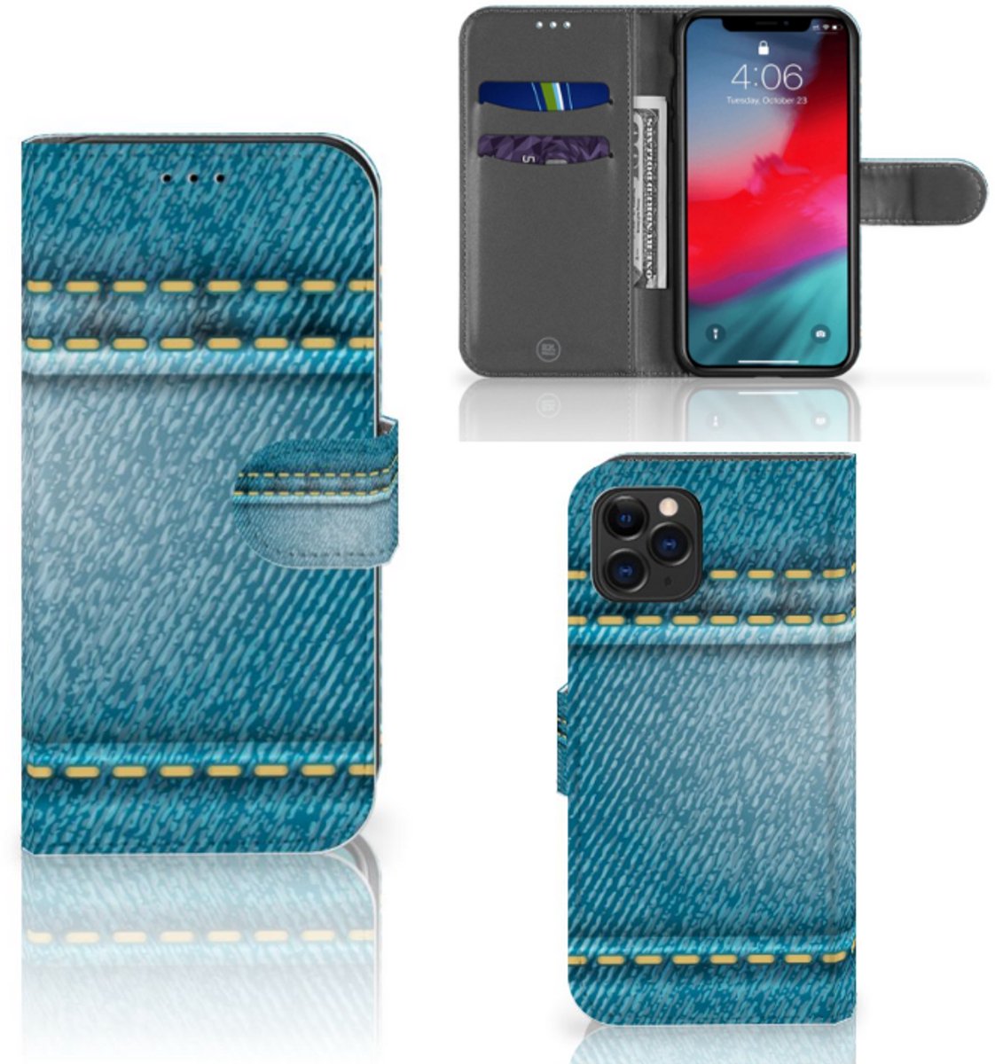 Apple iPhone 11 Pro Wallet Case met Pasjes Jeans