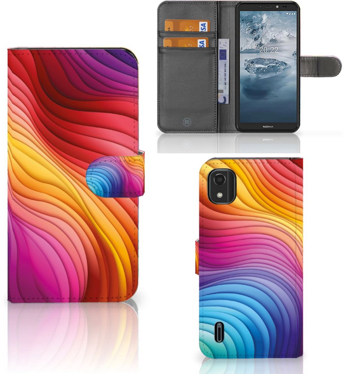 Book Case voor Nokia C2 2nd Edition Regenboog