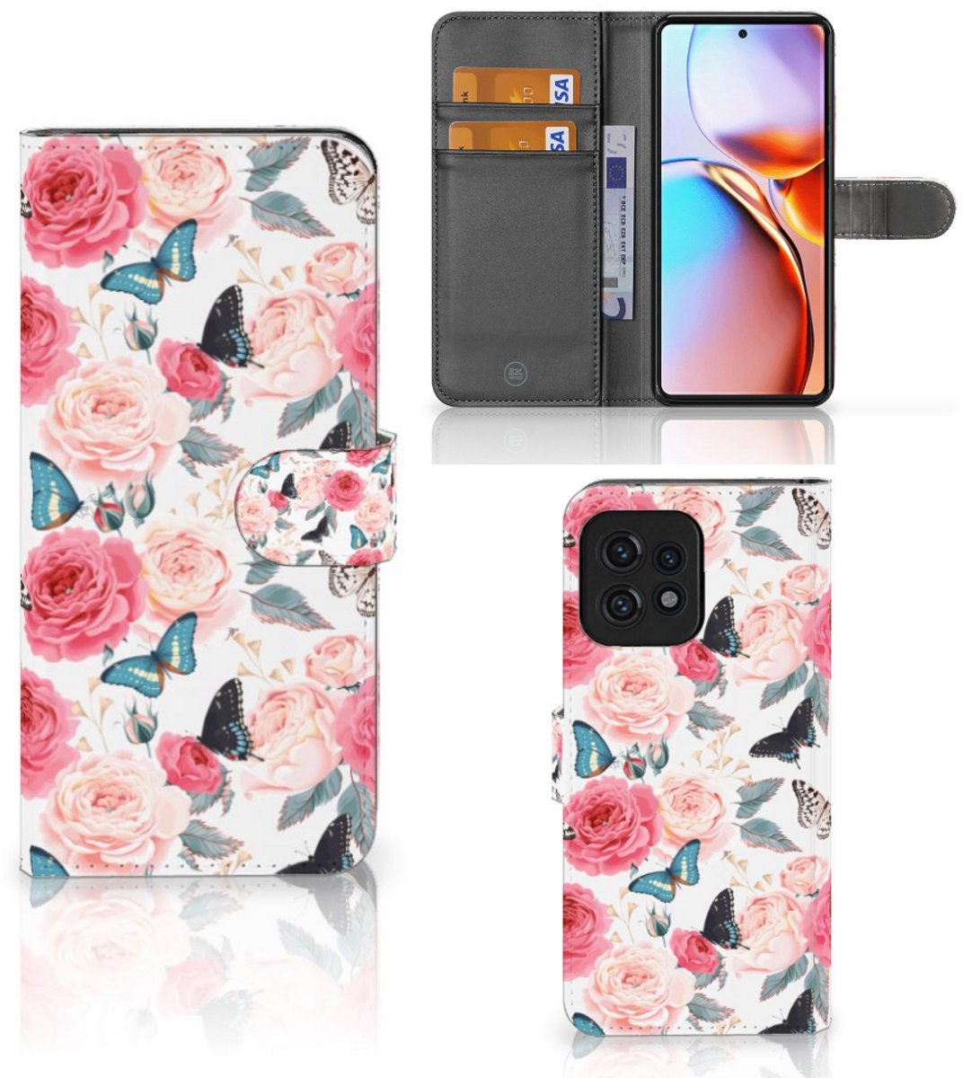 Motorola Edge 40 Pro Hoesje Butterfly Roses