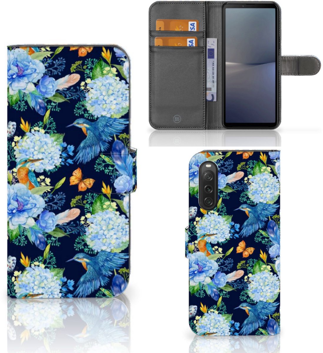 Telefoonhoesje met Pasjes voor Sony Xperia 10 V IJsvogel