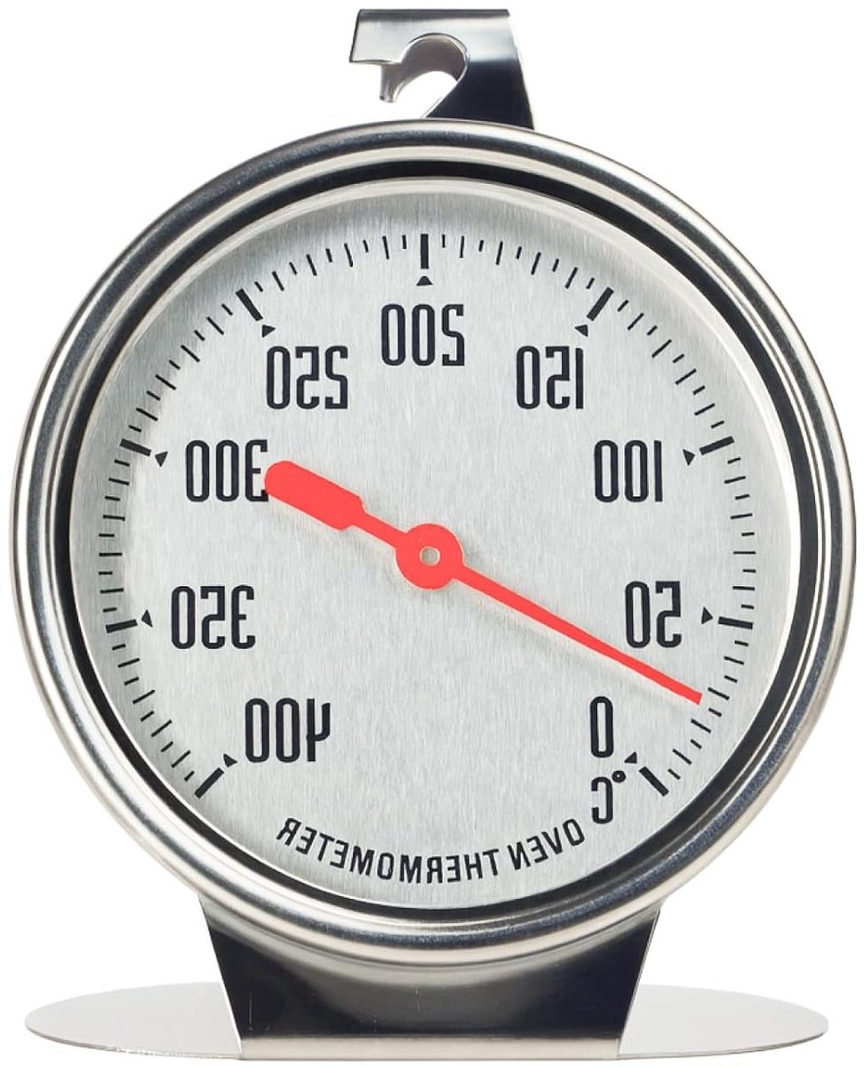 Nauwkeurige Oven Thermometer tot 400°C, RVS, Geschikt voor Oven, Grill en BBQ, Met Groot Display en Dubbele Weergave voor Perfecte Kookresultaten