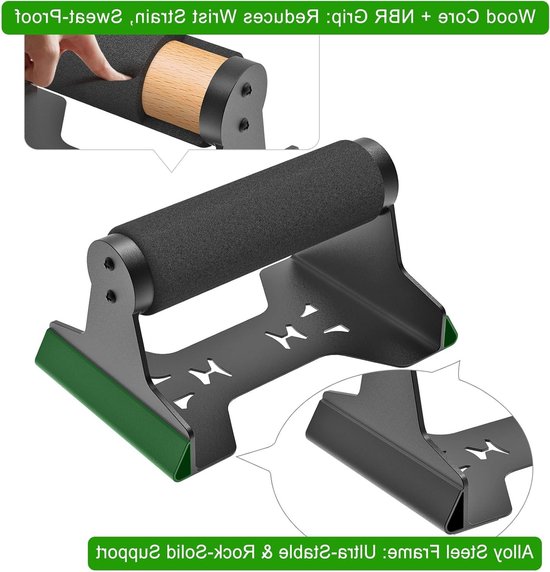 Houten Push-Up Bars met Stevige Stalen Constructie, Antislip Handgrepen voor Calisthenics, Handstand en Krachttraining van Merkloos — afbeelding 5