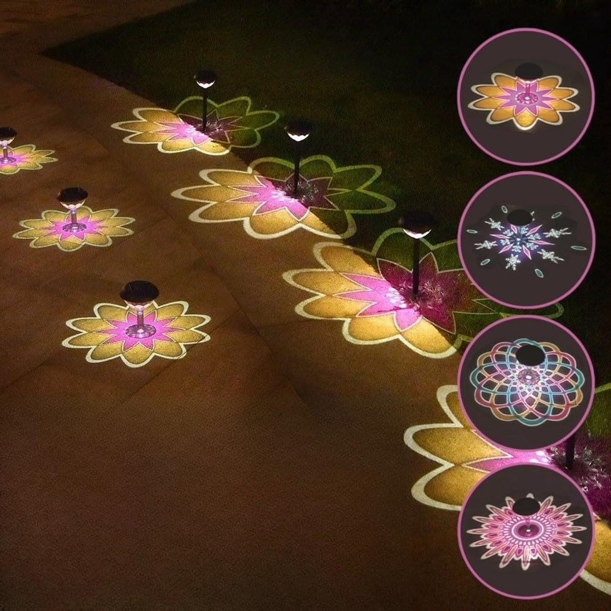 Allecto - Solarlampen - Led-tuinverlichting - Kleurverandering - 2 stuks - IP65 waterdicht - Buitenverlichting - Tuinverlichting