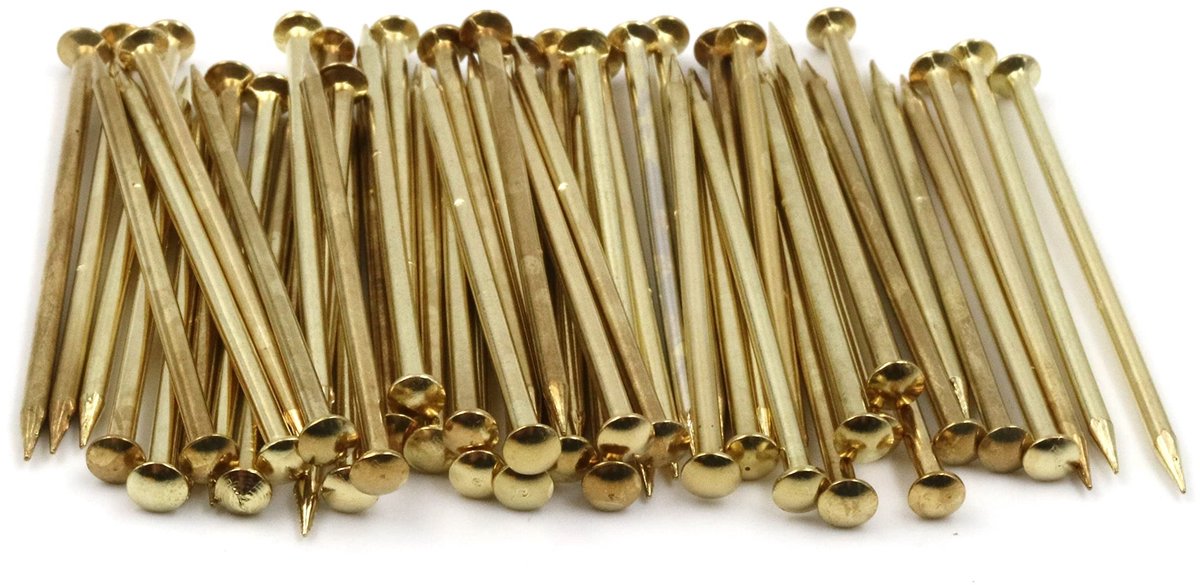 Allecto - Stalen pennen - Plintstiften 50 stuks - 2,0 x 50 mm - Messing - Stalen nagels - Geschikt voor diverse toepassingen - 50 x stalen stiften