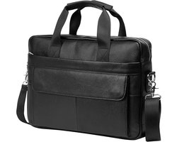 Briefcase – Werk Tas – Laptoptas – Schoudertas – Lederen Aktetas voor Heren – Crossbody Tas – Zakelijk Werk- en Reistas – Laptop Compartiment – Voor Zakelijk Gebruik, Reizen en Kantoor – Zwart