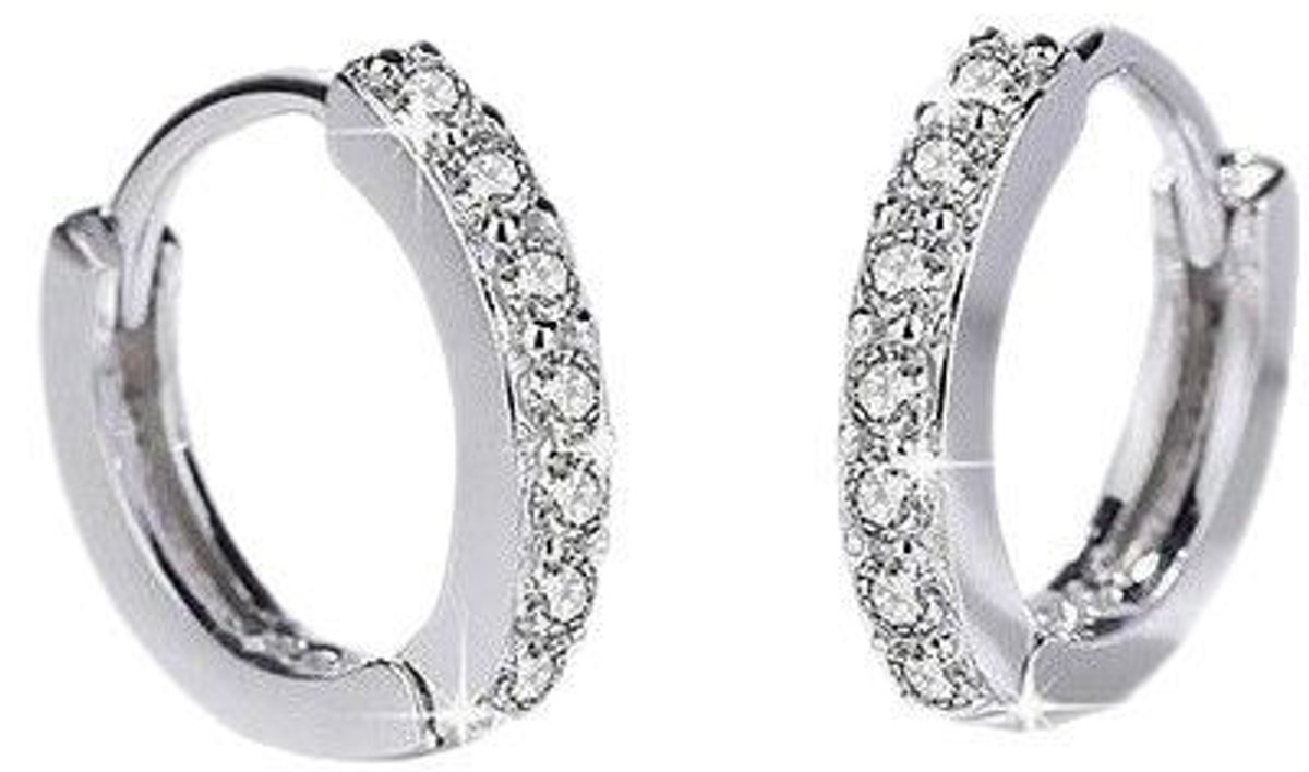 OLOEY Zilveren oorbellen voor dames-zilveren oorbellen bezet met zirkonia-oorpiercings (12mm)