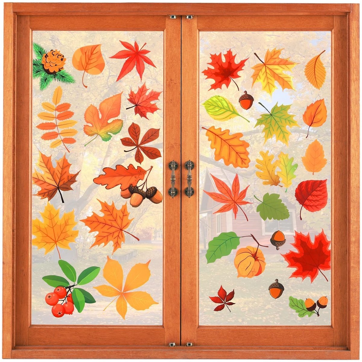 NTHProducts - Raamstickers - Herfstdecoratie - 64 Stuks - Herfstbladeren - Herfstseizoen - Voor Raam en Spiegel