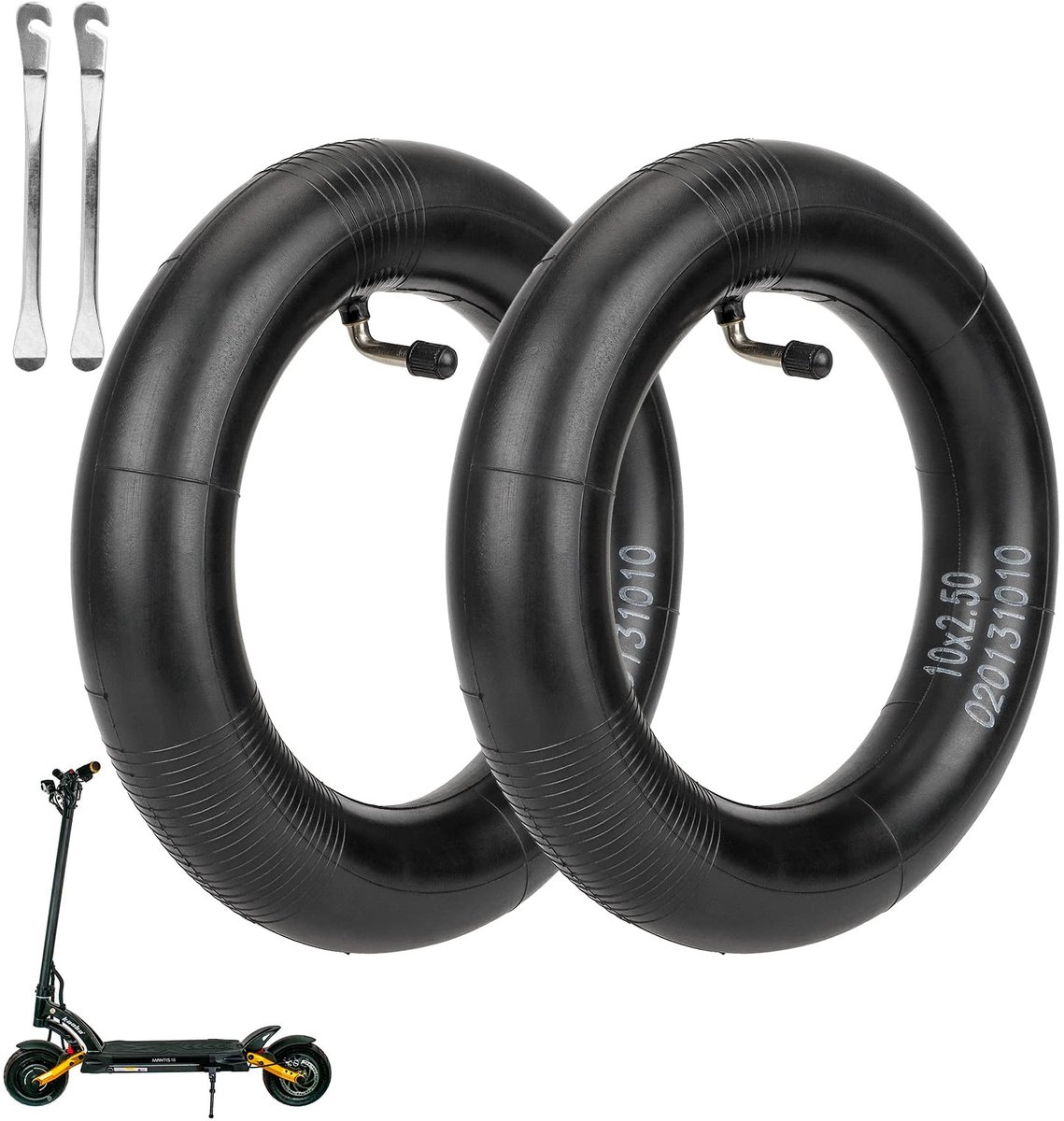MTTProducts - Vervangingsslangen - 10 x 2.5 cm - Hoogwaardige rubber - 90 graden - Geschikt voor E-scooters - Duurzaam en lucht dicht