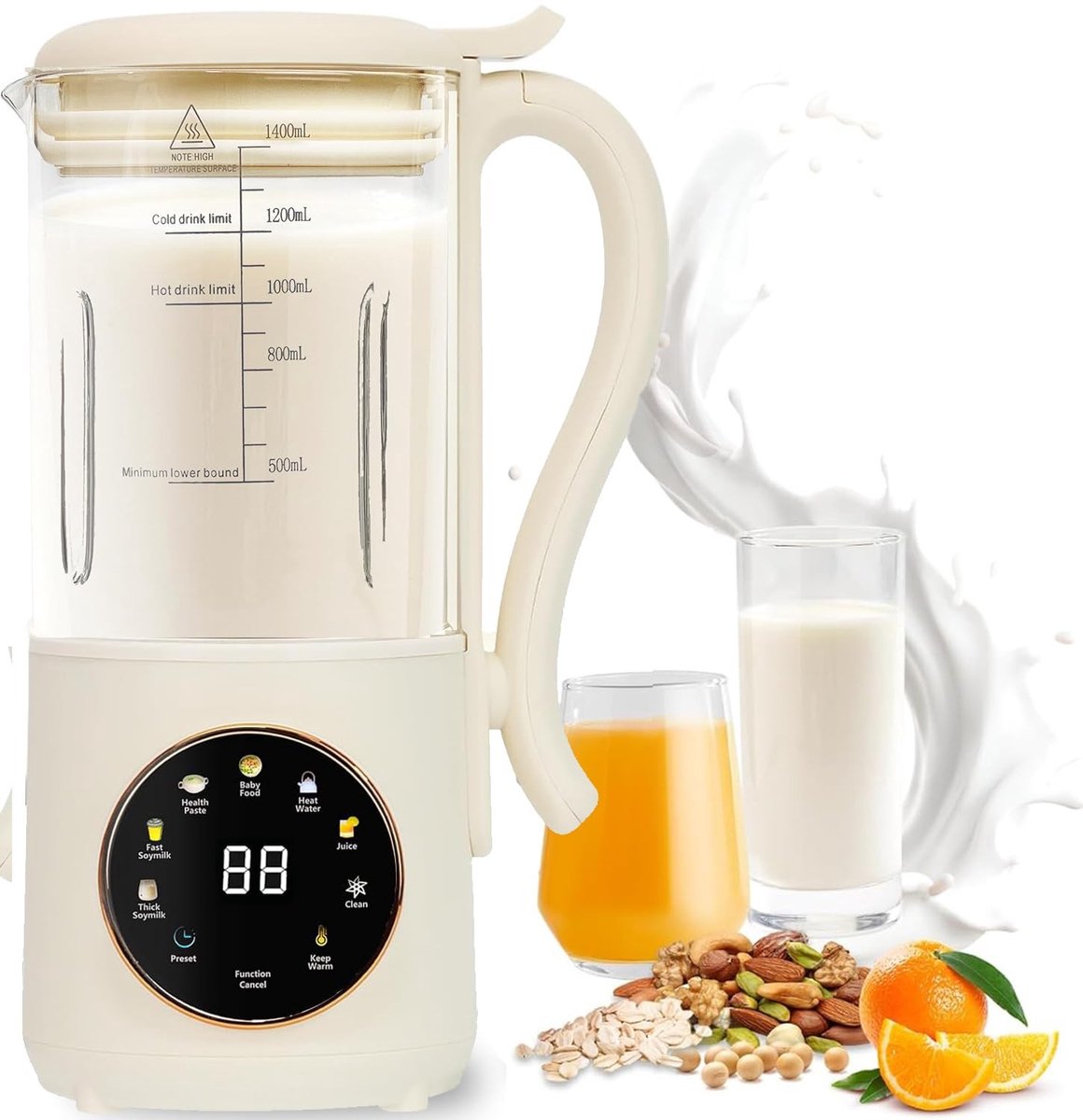 MTTProducts - Sojamelk Maker - Plantaardige Melk - Automatisch Schoonmaken - 1400ml - Multi-functioneel - Perfecte Consistentie - Voor Gezonde Dranken