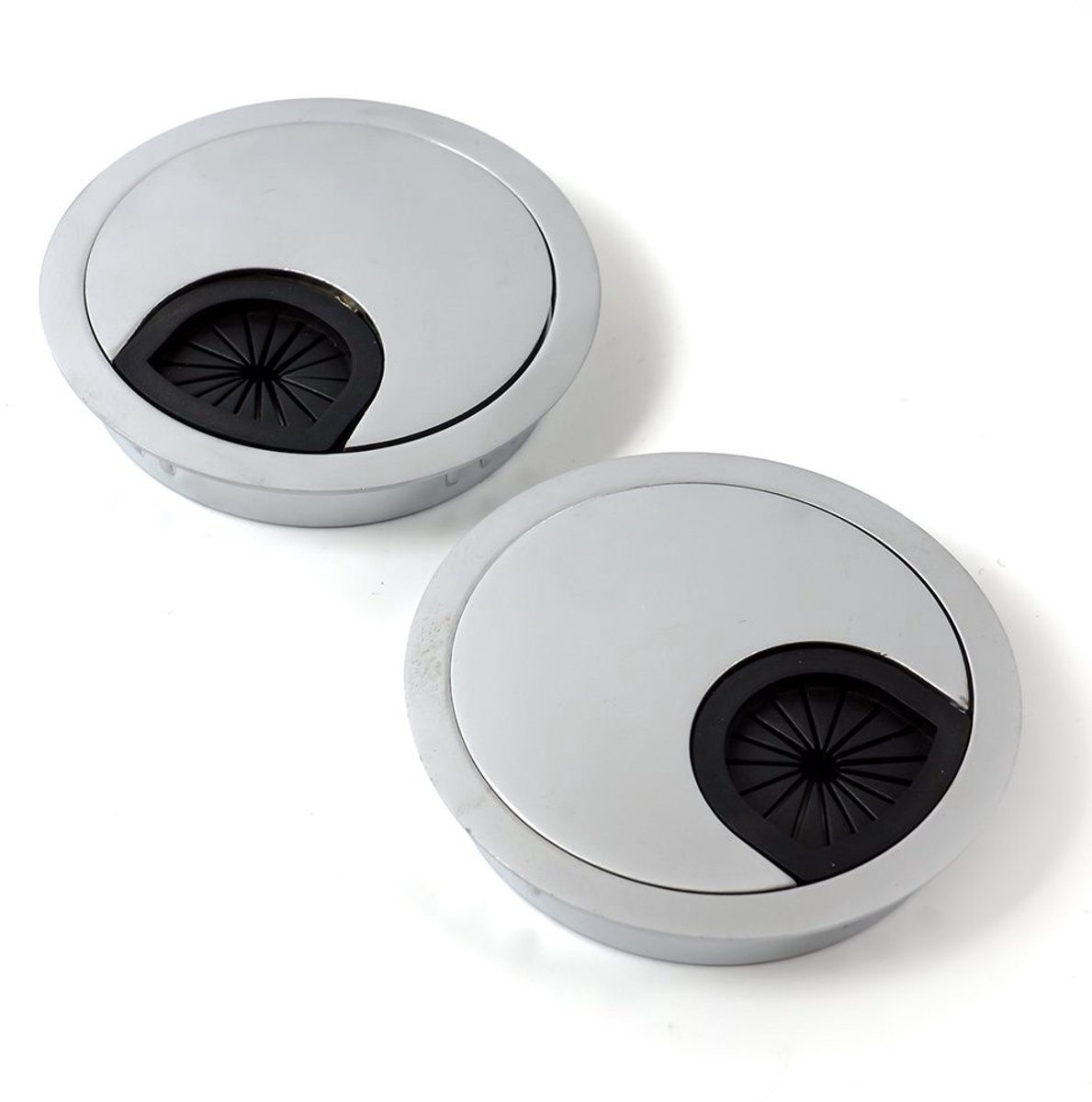 Allecto - Desk Cable Cover - Kabeldoorvoer - Hoogwaardige kunststof - Silver - Kabelbeheer - Ideaal voor kantoor - Modern design