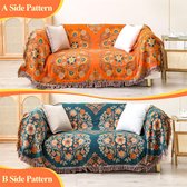 Katoenen deken sprei 150 cm x 200 cm boho deken woondeken omkeerbare deken bank deken TV deken voor bank bank bank deken deken deken voor bed bank slaapkamer kantoor groen / oranje