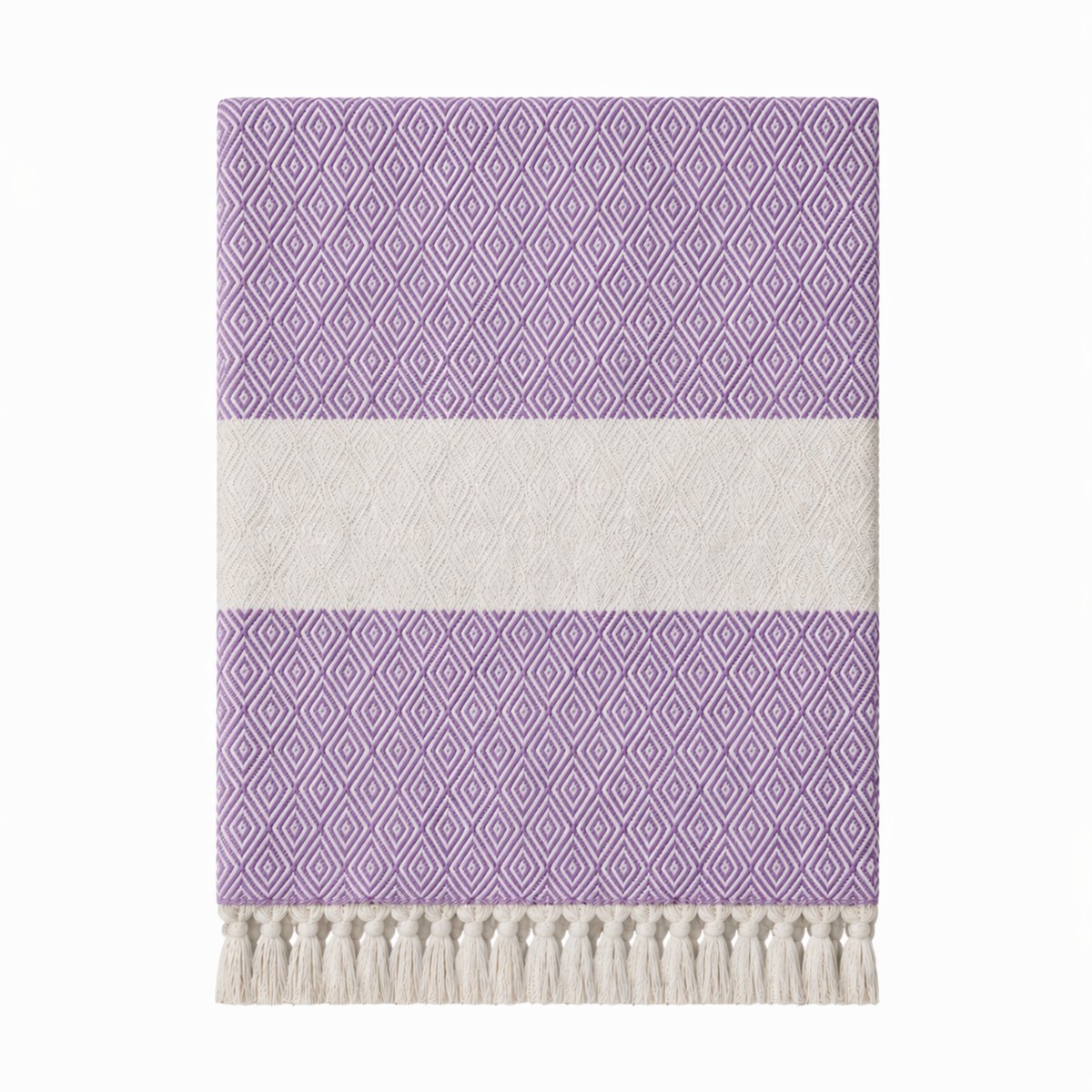 Hamamdoek, Strandlaken, 100x180 cm, 100% Katoen, 450 gr, Zacht en Sneldrogend, Sauna, Spa, Strand, Yoga, Luxe Hamamdoek, Diamond Design, Paars, Duurzaam, De Linde Home