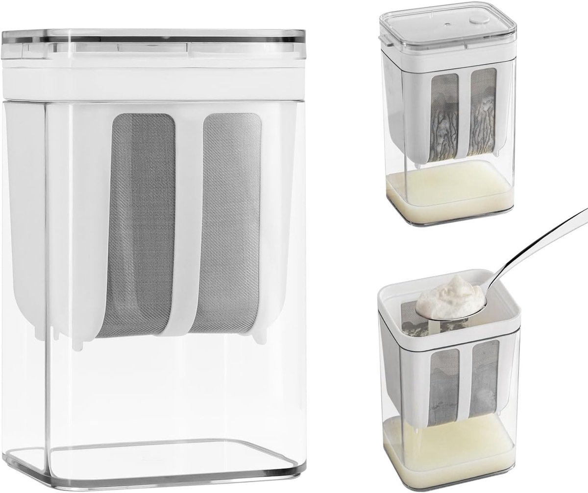 Multifunctionele Yoghurtemaker met Fijnmazige Zeef en Deksel voor Griekse Yoghurt, Sojamelk, Sap en Thee - Ideaal voor Gezonde Snacks en Dranken