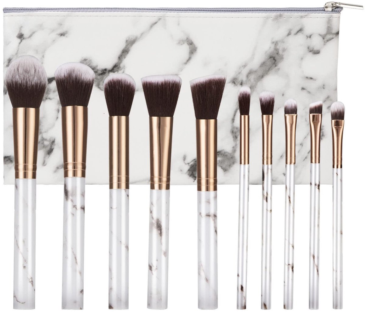 Professionele marmeren make-up kwastenset - 10 stuks - wit
