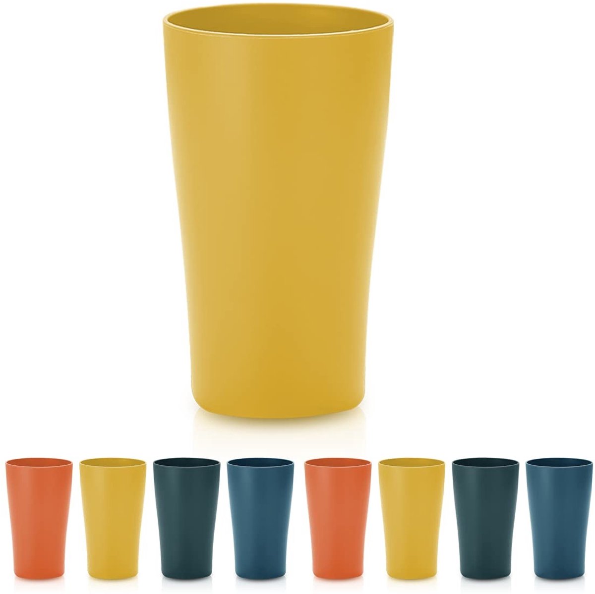 NTHProducts - Plastic Cups - Herbruikbaar - Schokbestendig - Gouden Geel - Drinkbekers - Perfect voor Buiten en Binnen - Set van 8