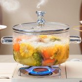 NTHProducts - Glass Cooking Pan - Borosilicaatglas - Hittebestendig en Gezond - 1.5L - Geschikt voor Soep, Pasta en Babyvoeding - Transparant