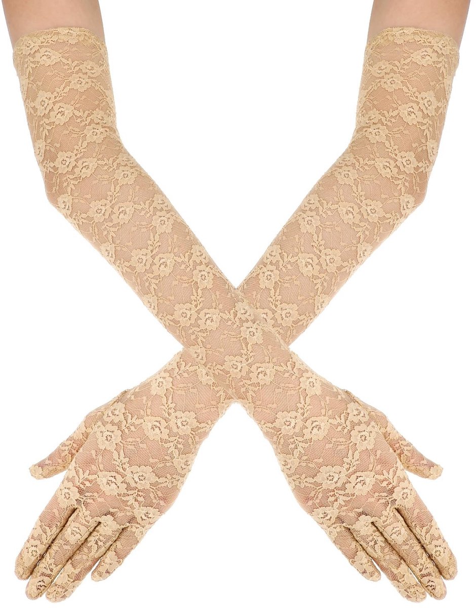 NTHProducts - Elegante theekranshandschoenen - Lange kanten wanten - Zacht en flexibel - Zwart - Perfect voor feesten - Voor dames - Stijlvolle accesso...
