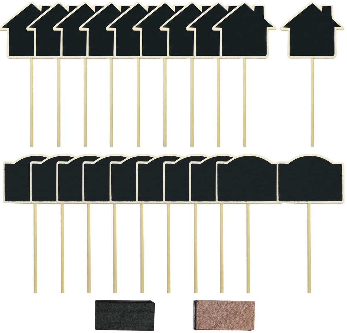 NTHProducts - Mini Chalkboards - Houten Tafelschrijfborden - Retro Stijl - 20 Stuks - Ideaal voor Feesten en Bruiloften - Berichten en Decoratie