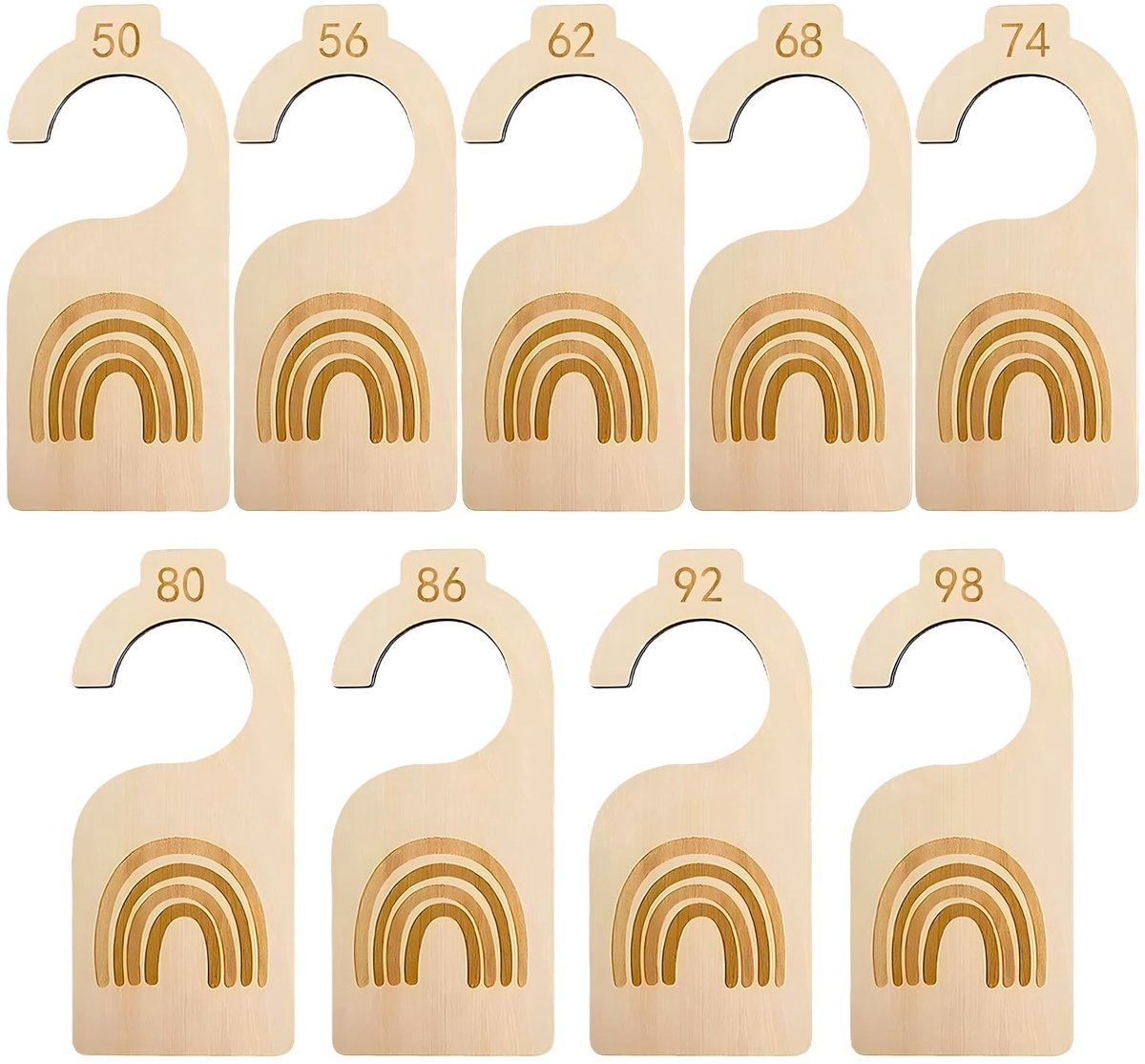 NTHProducts - Baby Kleding Organiser - Houten Maatseparators - Duurzaam en Elegant - 50-98 Maten - Baby Kleding Opbergen - Ideaal voor Babykamers - 9 S...