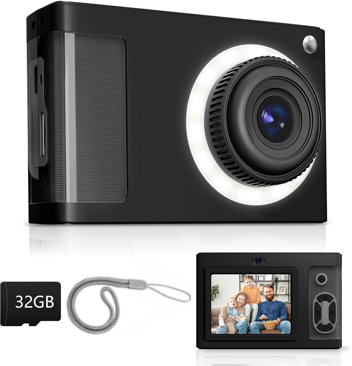 Digitale Camera voor Kinderen 1080P,Vintage Cameratoestel met 2.4" IPS-scherm & 16 LED Verlichting,Ideaal Cadeau voor Tieners/Beginners - Y2