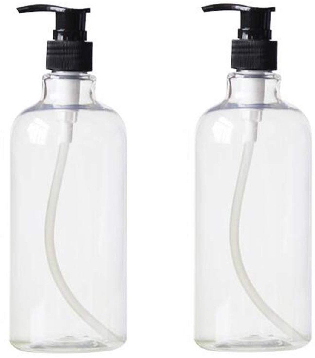 SPHProducts - Refillable Plastic Bottle - 2pcs 500ml - Pompdispenser - Transparant - Lotion Fles - Perfect voor Zeep en Lotion - Set van 2