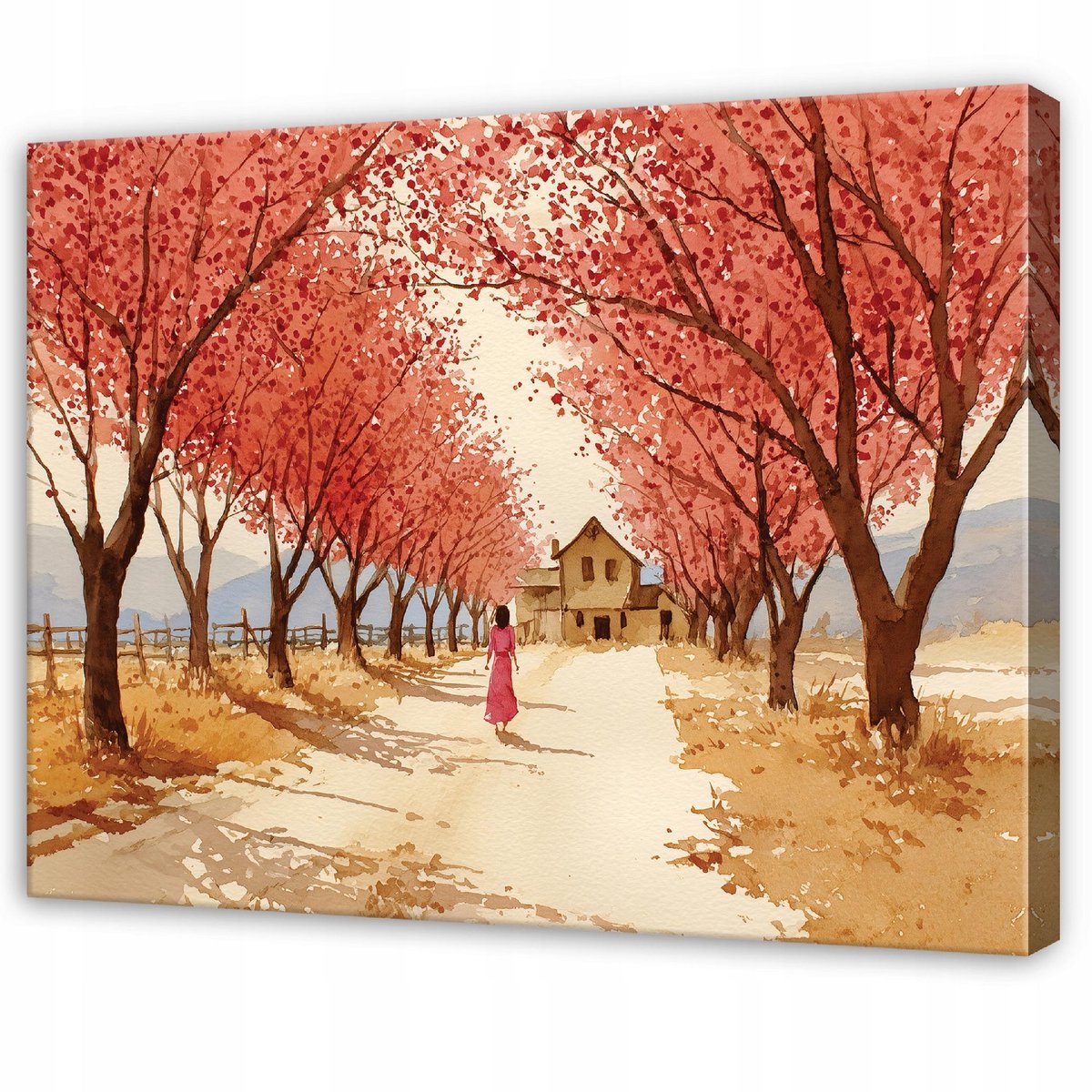 WALLARENA Schilderij op Canvas 60x40 cm - Schilderijen - Canvas schilderij - Bomen motif - Voor de slaapkamer van de salon - Op het doek Rood
