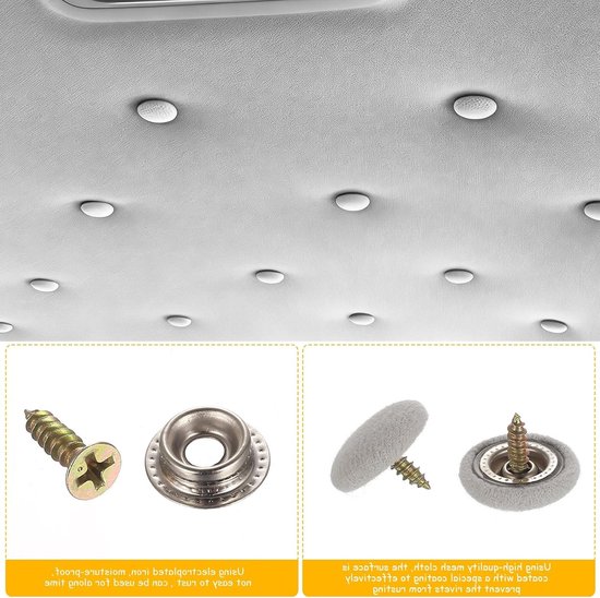 Dak Reparatie Kit - Hemel Snap Set - Voertuig Herstel - Gecoate Metalen Basis - 65 Stuks Set - Grijs — afbeelding 2