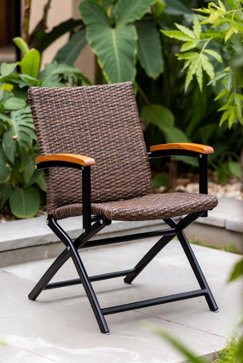 Modena Luxe Tuinstoel Set van - Bruin - Set 4 – Verstelbare Inklapbare - Medahomestore