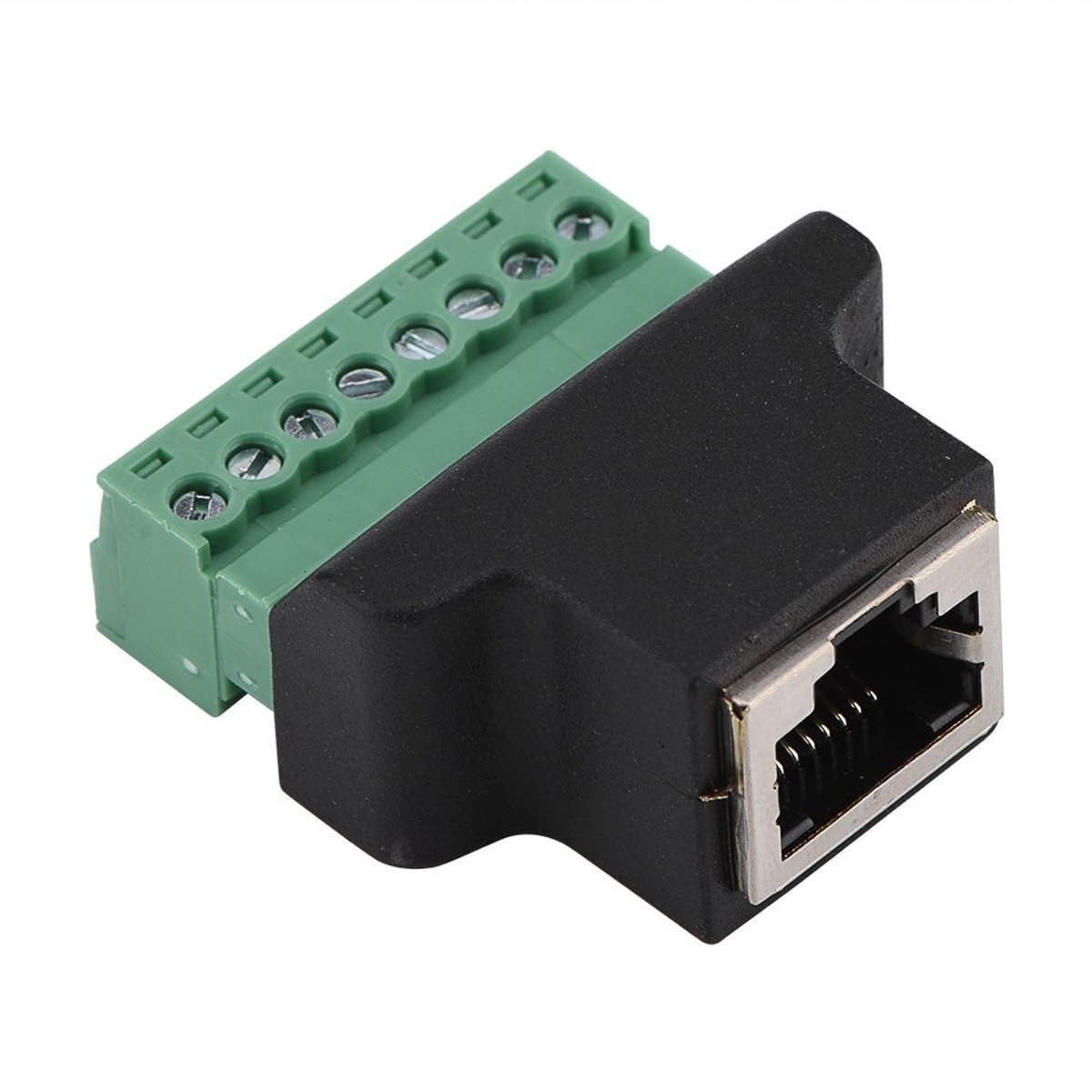 Byshayne - RJ45 Jack naar Terminal Block Adapter - Ethernet Converter - Zwart - 8 Pin Schroefklem - Ideaal voor Camera's en Computers