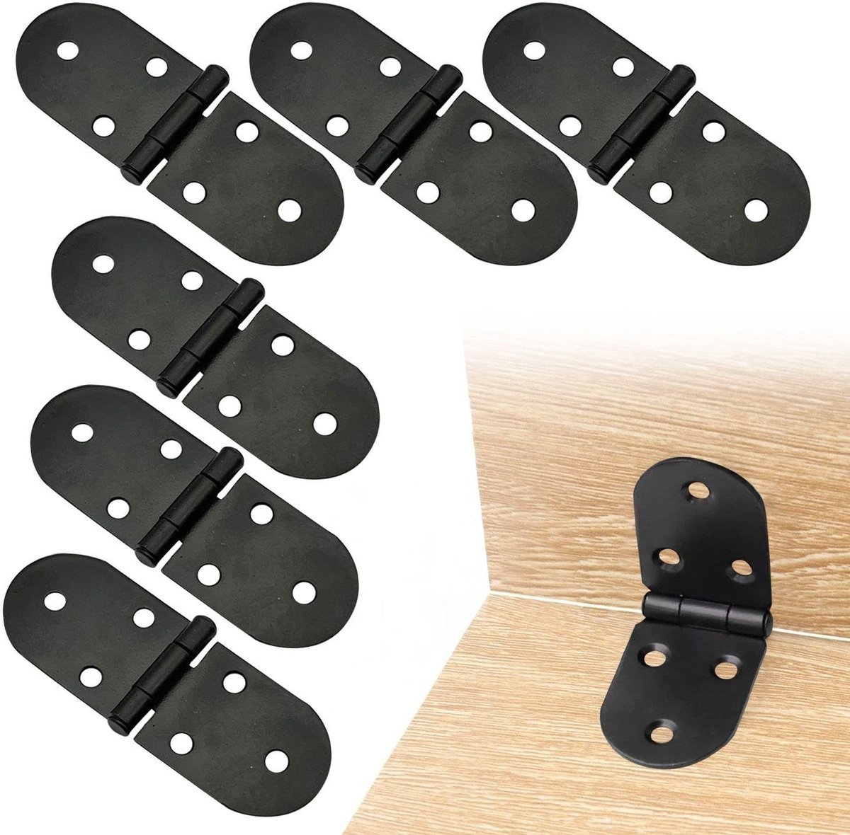 MTTProducts - Vouwscharnieren - 180 Graden Flip - Perfect voor Meubels - Zwart - Meubelscharnieren - Ideaal voor Kasten en Vouwtafels - 6 Stuks