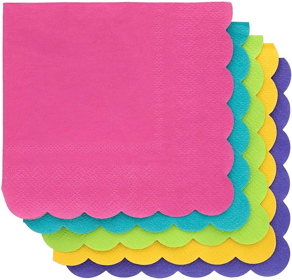 Byshayne - Papieren cocktailservetten - Tropische kleuren - 2-laags - 12,7 x 12,7 cm - Geschulpte rand - Feestdecoratie - 200-pack