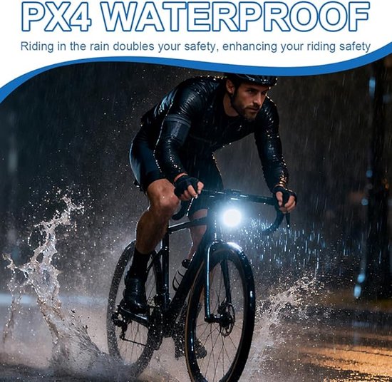 2-delige fietsverlichtingsset met voor- en achterlicht, voorlamp met 6 lichtstanden, achterlicht met 5 standen, waterdichte fietsverlichting, USB-C oplaadbaar, geschikt voor mountainbiken en stadsfietsen. — afbeelding 3