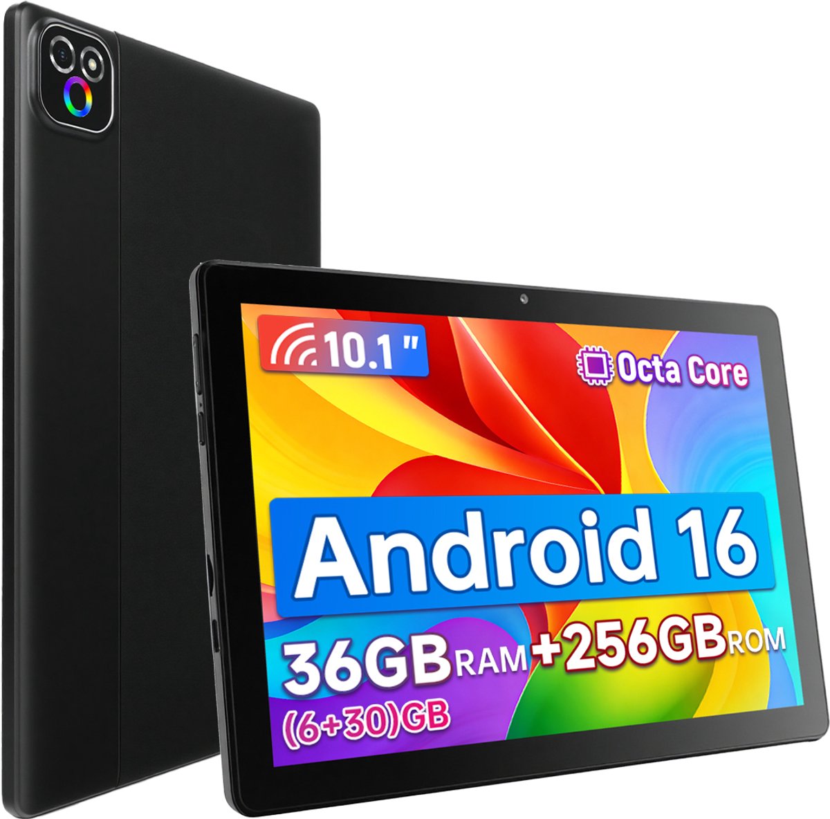 Tablet - 10.1 inch Tablets - Android 16 - Wi-Fi - 256GB - Octa-core A537 - Zwart