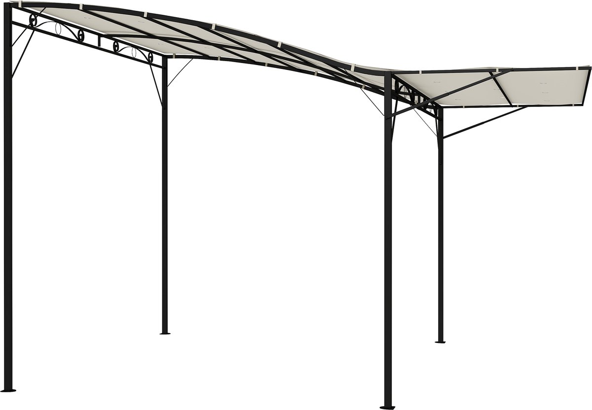 Pergola - Prieel - 3 x 2,5 m - Paviljoen - Terras - Weerbestendig - Metalen Frame - Met zonwering - Zwart + Crème Wit