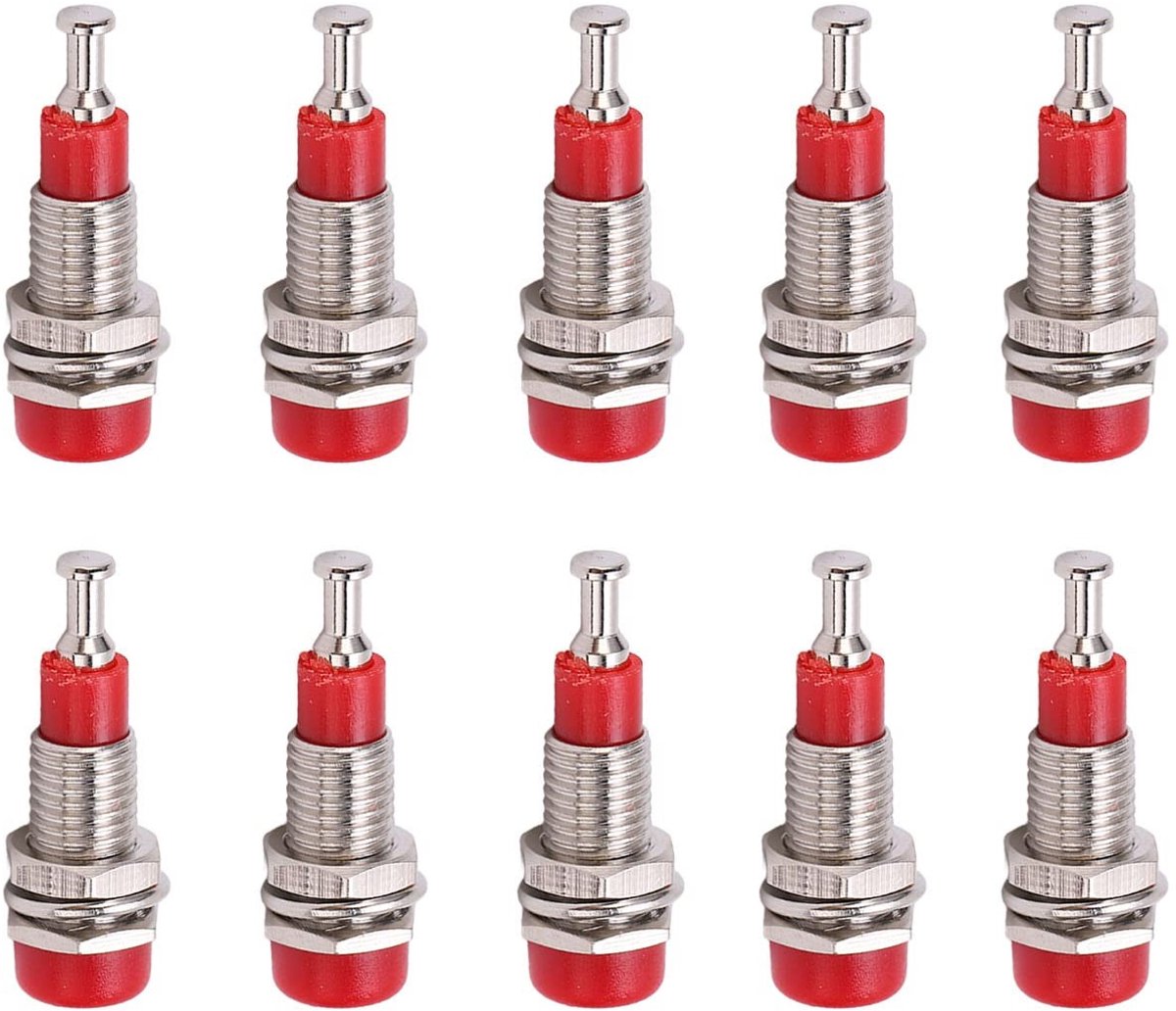 Allecto - Banaan Jack Socket - 2mm Vernikkeld Binding Post - Hoge prestaties - Rood - Elektronische Apparatuur - 10 Stuks - Eenvoudig te installeren