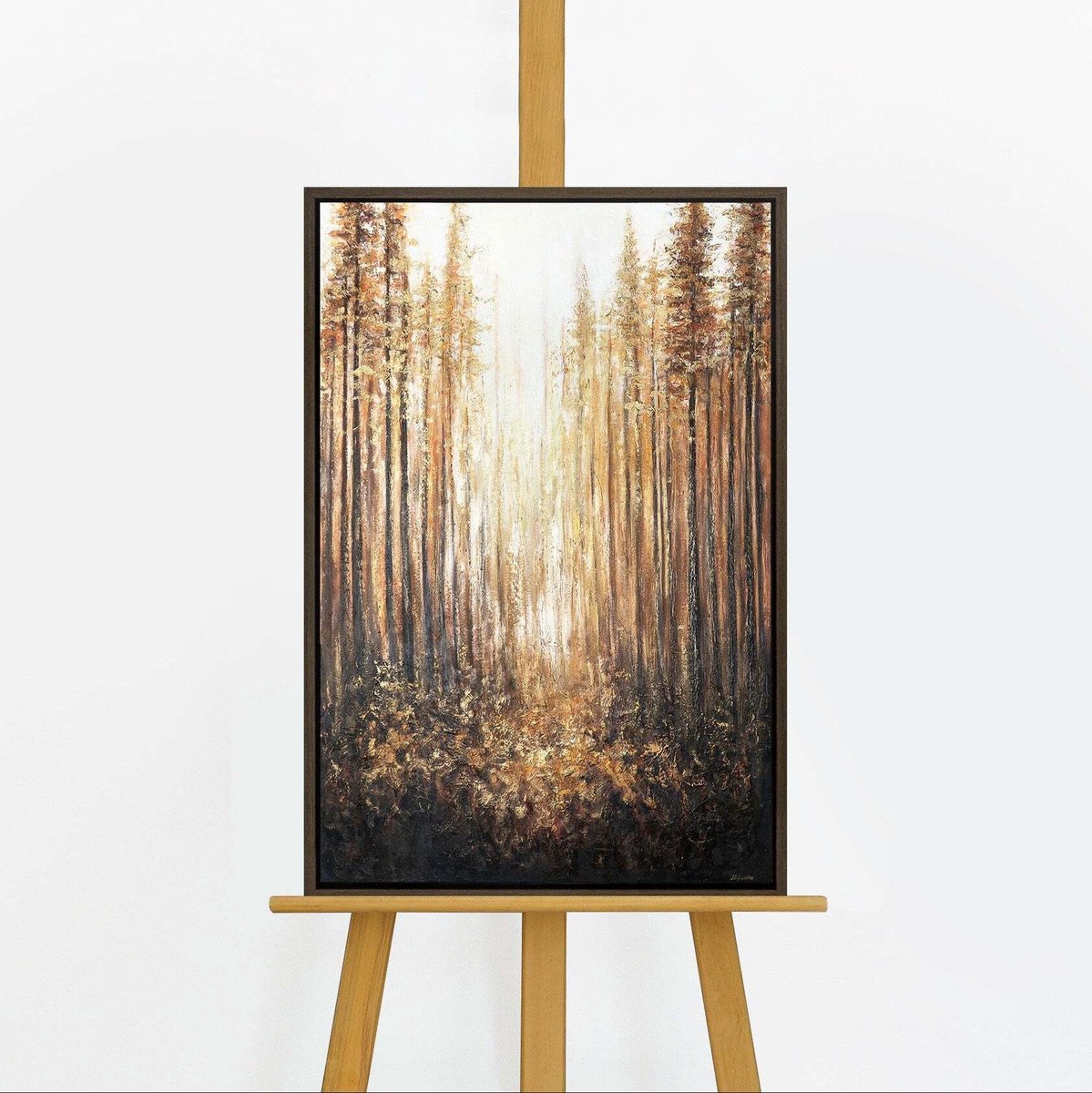 YS Schilderij - Handgeschilderd canvas schilderij - Wanddecoratie Boom - goud - Muurdecoratie woonkamer - Slaapkamer decoratie - Kamer accessoires - schilderijen woonkamer Natuur - schilderij canvas Boom Grey 60x40